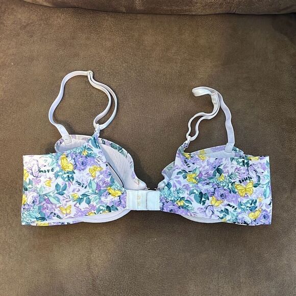 Victoria's Secret Women's Lined Demi Purple Floral Butterfly Bra Size 34C - Picture 4 of 7